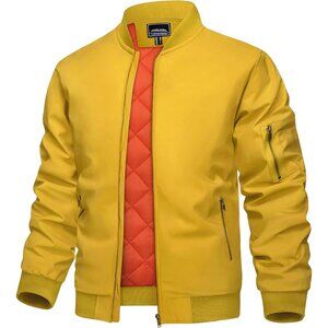 Men's Turmeric Bomber Jacket Coats Stylish Casual Winter Warm Full Zip Pocket